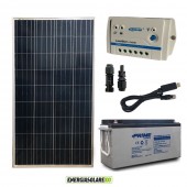 Kit Starter Plus Pannello Solare 150W 12V Batteria AGM 150Ah Regolatore PWM 10A LS1024B e Cavo USB RS485