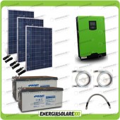 Kit solare fotovoltaico 750W Inverter onda pura Edison30 3000VA 2400W PWM 50A Batterie AGM 