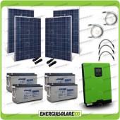 Kit solare fotovoltaico 1KW Inverter onda pura Edison50 5000VA 4000W 48V PWM 50A Batterie AGM 
