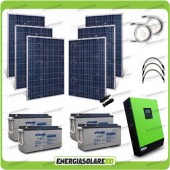 Kit solare fotovoltaico 1.5KW Inverter onda pura Genius 5000VA 4000W 48V MPPT 80A Batterie AGM 