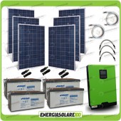 Kit solare fotovoltaico 1.5KW Inverter onda pura Edison50 5000VA 4000W 48V PWM 50A Batterie AGM