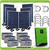 Kit solare fotovoltaico 1.5KW Inverter onda pura Edison30 3000VA 2400W PWM 50A Batterie AGM