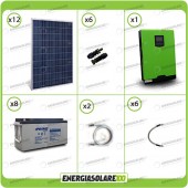 Kit solare fotovoltaico 3KW Inverter onda pura Edison50 5000VA 4000W 48V PWM 50A Batterie AGM