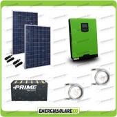 Kit solare fotovoltaico 500W Inverter onda pura Edison30 3000VA 2400W PWM 50A Batterie OPzS