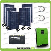 Kit solare fotovoltaico 1.2KW Inverter onda pura Edison30 3000VA 2400W PWM 50A Batterie OPzs 