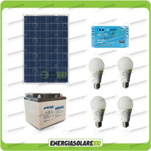 Kit Solare Fotovoltaico Campeggio Scout 80W 12V 38Ah Cellulare Luce LED 7W Stereo