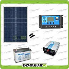 Kit baita pannello solare 100W 12V inverter onda pura 600W batteria AGM 100Ah 
