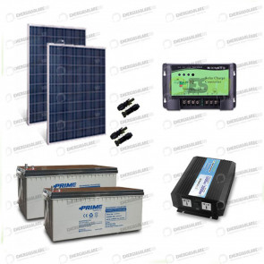Kit baita pannello solare 500W 24V inverter onda pura 1000W 24V 2 batterie AGM 200Ah regolatore NVsolar
