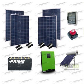 Kit Solare Casa al Mare non Connessa a Rete Enel 3kw 24V + Pannelli 1Kw + OPzS + Termico