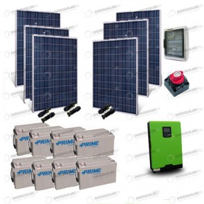 Kit Solare Casa al Mare non Connessa a Rete Enel 5kw 48V + Pannelli 1.6Kw + Batt AGM + Termico