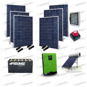 Kit Solare Casa al Mare non Connessa a Rete Enel 5kw 48V + Pannelli 1.6Kw + OPzS + Termico