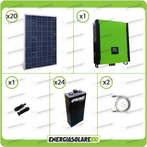 Kit solare fotovoltaico 5KW Inverter onda pura Infinity 2.5Kw 48V regolatore MPPT 15Kw 900Vdc Batterie OPzS
