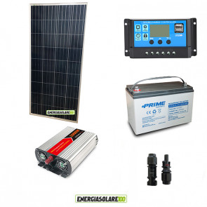 Kit baita pannello solare 150W 12V inverter onda modificata 1000W batteria AGM 100Ah