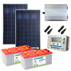 Kit baita pannello solare 500W 24V inverter onda modificata 1000W 24V 2 batterie AGM 200Ah regolatore NVsolar