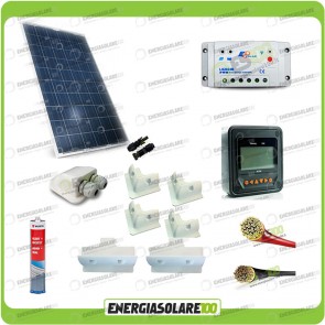 Kit Solare Fotovoltaico Pro Roulotte Caravan Da 200W 12 V Batteria Servizi