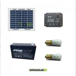 Kit Solare Votivo 5W 12V 2 lampada LED 0.3W sempre accesa 24h al giorno