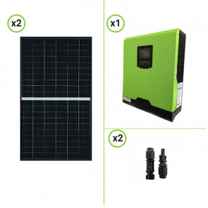 Impianto solare fotovoltaico 375W 24V pannello monocristallino inverter ibrido onda pura 3KW PWM 50A