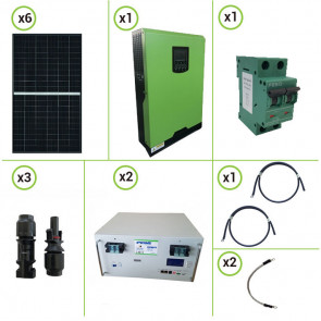 Impianto solare fotovoltaico 600W 24V pannello monocristallino inverter onda pura Edison30 3KW PWM 50A batteria AGM