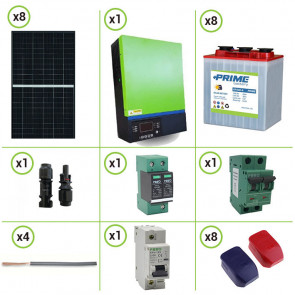 Impianto solare fotovoltaico 2.4KW 48V pannello monocristallino inverter ibrido 5KW MPPT 80A batteria litio 7.2Kwh