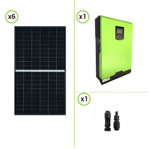 Impianto solare fotovoltaico 2.2KW pannelli monocristallini inverter ibrido onda pura 5KW 48V con regolatore di carica MPPT 80A
