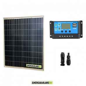 Kit Solare Fotovoltaico 80W 12V Regolatore PWM 10A Nvsolar Camper Casa Nautica Illuminazione