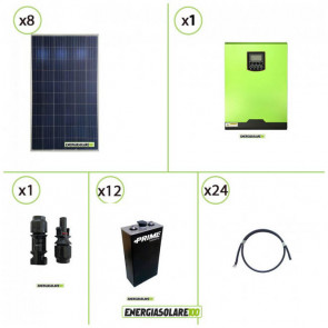 Impianto solare fotovoltaico 2.2KW 24V pannello policristallino Inverter ibrido Edison 24V 3KW MPPT 80A batteria  OPzS