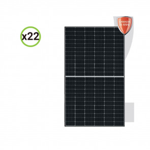 Set 22 pannelli solari fotovoltaici 410W 24V monocristallini alta efficienza cornice nera cella PERC del tipo half-cut