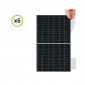 Set 6 pannelli solari fotovoltaici 455W 24V monocristallini alta efficienza cornice nera cella PERC del tipo half-cut
