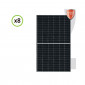 Set 8 pannelli solari fotovoltaici 455W 24V monocristallini alta efficienza cornice nera cella PERC del tipo half-cut