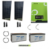 Kit impianto solare fotovoltaico 300W con inverter ibrido ad onda pura 1Kw 12V batterie 150Ah AGM