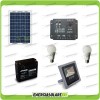 Kit fotovoltaico per l'illuminazione esterna e interna con faro da LED 10W e due lampadine LED 7W pannello fotovoltaico 20W autonomia 2 ore