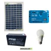 Kit illuminazione solare 10W per 5 ore per stalle o baite con una lampada 7W 12V