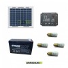 Kit Solare fotovotlaico illuminazione Votivo 10W 12V 4 lampade LED 0.3W con crepuscolare funzione Tramonto/Alba