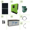 Impianto solare fotovoltaico 750W 24V pannello monocristallino inverter onda pura Edison30 3KW PWM 50A batteria AGM