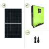 Impianto solare fotovoltaico 2.2KW 24V pannelli monocristallini inverter ibrido onda pura 3KW con regolatore di carica MPPT 80A