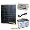 Kit Starter Plus Pannello Solare 80W 12V Batteria AGM 100Ah  Regolatore PWM 10A LS1024B e Cavo USB RS485 