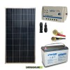 Kit PRO pannello solare 150W 12V policristallino regolatore di carica 10A LS batteria 100Ah AGM cavi