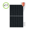 Set 11 Pannelli Solari Fotovoltaico 450W 24V Tot. 4950W Monocristallino cornice nera cella PERC del tipo Half-Cut
