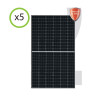 Set 5 Pannelli Solari Fotovoltaico 450W 24V Tot. 2250W Monocristallino cornice nera cella PERC del tipo Half-Cut