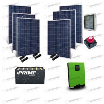 Kit Solare Casa al Mare non Connessa a Rete Enel 5kw 48V + Pannelli 1.5Kw + Batteria OPzS