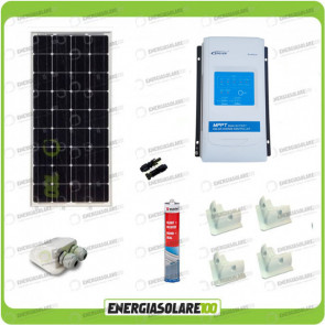 Kit Solare Camper 100W 12V Monocristallino Regolatore Doppia Batteria Accessori