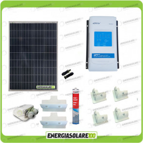 Kit Solare Camper 100W 12V Monocristallino Regolatore Doppia Batteria Accessori