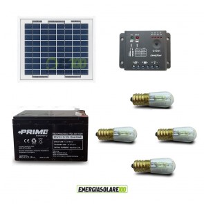 Kit Solare Votivo 10W 12V 4 lampada LED 0.3W sempre accesa 24h al giorno regolatore Epsolar