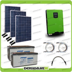 Kit solare fotovoltaico 750W Inverter onda pura Edison30 3000VA 2400W PWM 50A Batterie AGM 