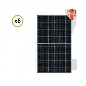 Set 8 pannelli solari fotovoltaici 410W 24V monocristallini alta efficienza cornice nera cella PERC del tipo half-cut 