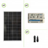 Starter Kit 150W 12V Monokristallines Solarpanel PWM 10A 12V Laderegler LS1012EU mit 5V/1,2A USB-Steckdose