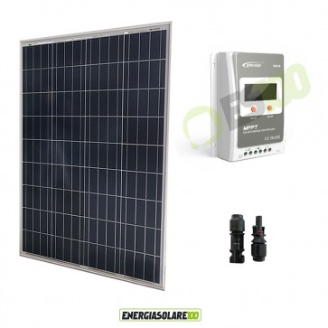 Kit solaire pour site isolée Panneau solaire 100W 12V Régulateur de charge 10A MPPT Connecteurs MC4