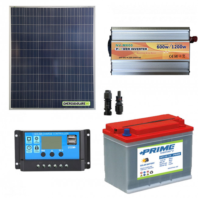 Kit solaire 200w (2 x 100w) 12v autonome-stockage batterie 1200WH