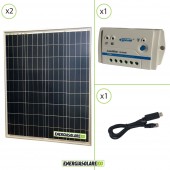 Kit Starter Panneau solaire 160W 24V (2 x 80W) Régulateur de charge PWM 10A EP Solar LS1024B avec Câble de branchement RS485