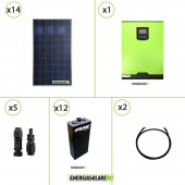 Impianto solare fotovoltaico 3.9KW 24V pannello policristallino Inverter ibrido Edison 24V 3KW MPPT 80A batteria OPzS